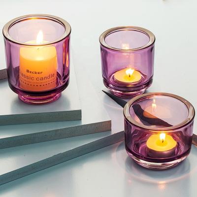 China Eco - Friendly Recyclable Customize Label Glass Candle Holders Set Empty Candle Cup for sale