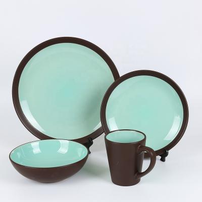 China Customized Viable Color Matte Dinner Plate Set Stoneware Ceramic Dinner Set for sale