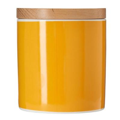 China 300g / 500g Microwavable Ceramic Storage Jar With Wooden Bamboo Lid for sale