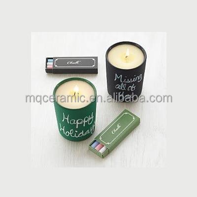 China Home decoration chalk ceramic candle holder with color chalk for sale