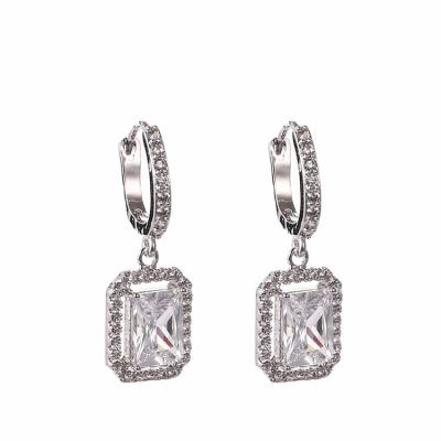 China Nickel& new arrival lead free fashion for women different size rectangle cubic Zircon silver plated dazzle earring in dinner ornaments for sale