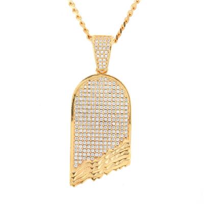 China Hip Hop Wholesale 18K Gold Plated CZ Zircon Skateboard Copper Pendant Necklaces For Sale Men for sale