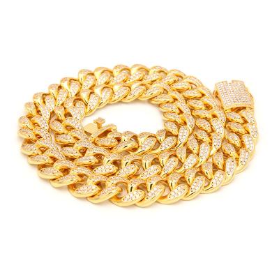 China Wholesale Hip Hop Oced Out Of Jewelry Gold Hip Hop Zircon Cuban Link Necklace Heavy Silver Chain For Men for sale