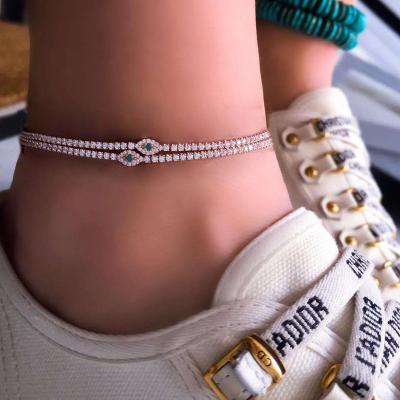 China Nickel& new arrival lead free luxury simple alloy Crystal Charming Anklet For Women evil eye jewelry 2020 feet for sale