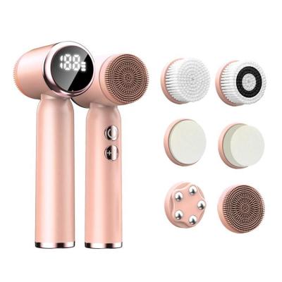 China Acne Treatment 4 In 1Dual Head LCD Screen Face Cleansing Brush Kit Electric Face Massager Brush for sale