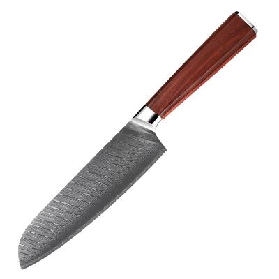 China Japan Style Kitchen Sustainable Chef Cooking Knife 7 Inch VG10 Damascus Professional Steel Razor Sharp Slicing 67 Layers Santoku for sale