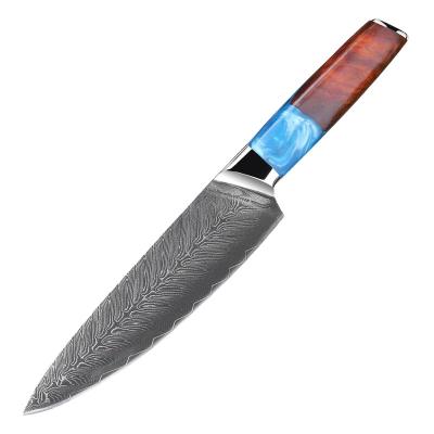 China New Design 67layers 8inch Resin Rosewood Handle VG-10 Damascus Steel Viable Kitchen Knives Cooking Tools for sale