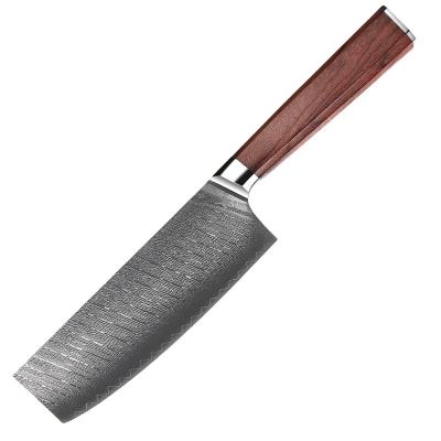 China 67 Layers Viable Professional VG10 Damascus Chef Kitchen Knife Wood Handle Japan Steel Nakiri Cleaver 6.5 Inch for sale