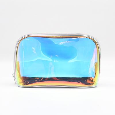 China 2022 Present New Product Beauty Fashion Cosmetic Bag SHELL-shape Laser Holographic Transparent Waterproof Clear Zipper Bag TPU TPU for sale