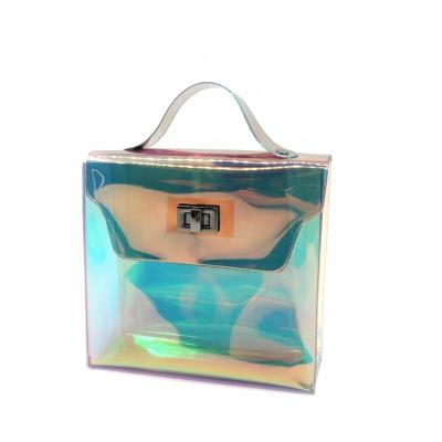 China Original Eco Friendly Transparent Cosmetic Bag TPU Holographic Cosmetic Zipper Customized Cosmetic Bag With Logo for sale