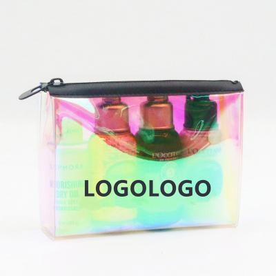 China 2022 New Product Rock TPU Transparent PVC Clear Zipper Makeup Bag Holographic Logo Waterproof Cosmetic Pouch Custom Made for sale