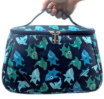 China Cute Canvas Style Toiletry Bag Cosmetic Bag Marine Trapezoid Shape Animal Pattern Eco-friendly Canvas Makeup Bag Preppy Reusable Canvas Bag for sale