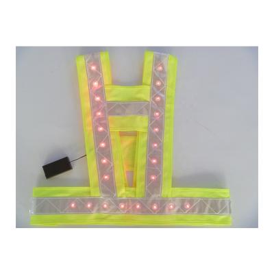 China High Quality Environmental Friendly Safety Vest Custom Made Flashing Lights LED High Visibility 24-48 Knitted V/H Shape Traffic Warning Vest for sale