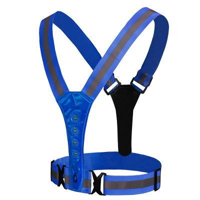 China LED FLASH Rechargeable and Replaceable Battery Reflective Vest LED Light Safety Belt for sale