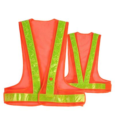 China FLASH LED Mesh Safety Vest with Replaceable LED Light Battery Light Can Flash and Keep Bright for sale