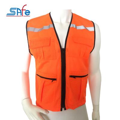 China Blaze Fluo Orange Hunting Safety Exterior Zippered Vest Pocket Outside Increase Coat for sale