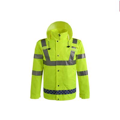 China good quality motorcycle hi winter work safety parka jacket reflective coat Self-protective strength with adjustable hood for sale