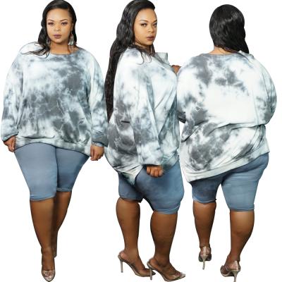 China 2020 Fall Plus-size Viable Women Fashion Pure Color Round Collar Tie Dye Hoodie for sale