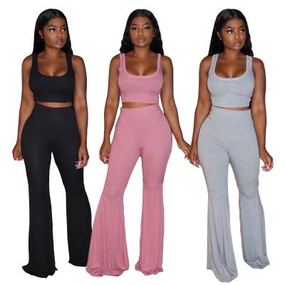 China QUICK DRY High Waist Wide Leg Pants 2 Piece Short Set Wide Leg Pants Sets Women for sale