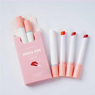 China Sunscreen Mini Creative Cigarette Lipstick Set 4 colors Matte Long Lasting Waterproof Matte lipstick tube nude red lips makeup for sale