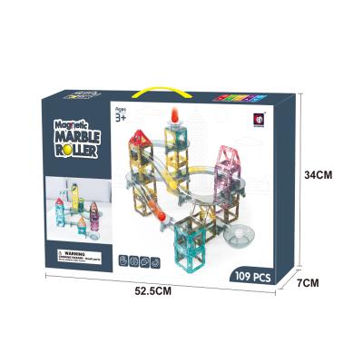 China Educational DIY Toys Marble Run Magnetic Tiles Colorful Magnetic Toys Set Safe Plastic Building Blocks For Kids for sale