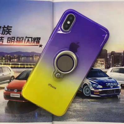 China Double Color Gradient Ring Magnetic Car Mount Holder Soft TPU Case Back Cover For Huawei Mate 10 Lite/NOVA2i P20 Pro Y6 for sale