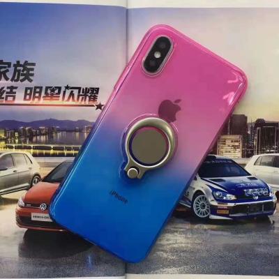 China Double Color Gradient Ring Magnetic Car Mount Holder Soft TPU Case Back Cover For Oppo F5/A73/A79 R11S plus A5/A3S FINDX for sale