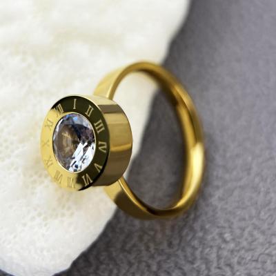 China CLASSIC Classic 18K Gold Plated Roman Numeral Stainless Steel Zircon Various Colors Replaceable Ring for sale