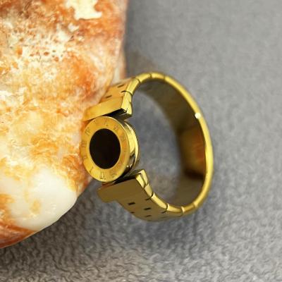 China Classic Vintage 316L Stainless Steel Rings For Women Female Jewelry Vintage Roman Numn Finger Rings for sale