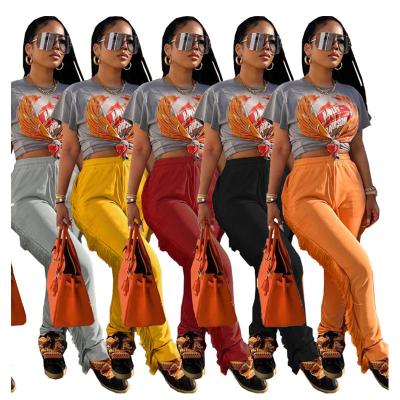 China Viable Casual Women Tassel Side Pencil Pants High Waist Slit Autumn Female Trousers Joggers Fashion Sweatpants Streetwear 2022 for sale