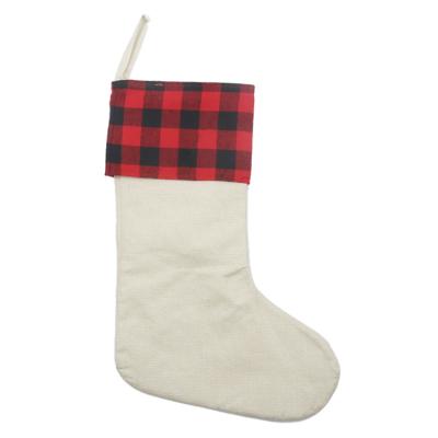 China Sublimation White Decorative Christmas Stocking Blank Blank Customized Print Buffalo Plaid or Custom for sale