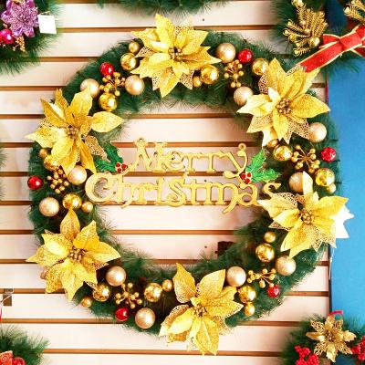 China Pine Needle Christmas Party Deco Garlands Merry Weave Festival Celebration Artificial Wreath for sale