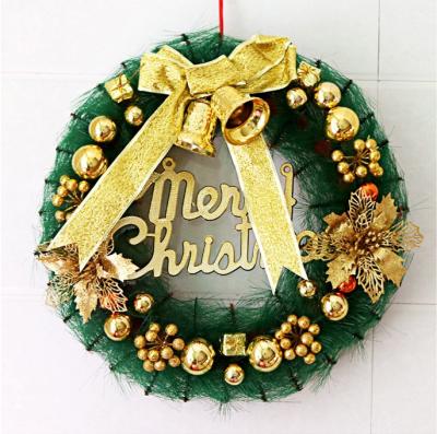 China Pine Needles Christmas Wreath Decoration Home Christmas Wreaths Weave Artificial Pine Needles Festival Celebration Wreath for sale