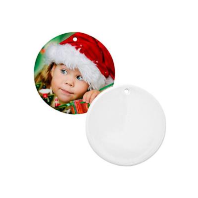 China Wholesale Sublimation Blank Printable Christmast Ornament Ceramic Pendant Blank Round Ornament Christmas Tree Ceramic Pendant Decoration for sale