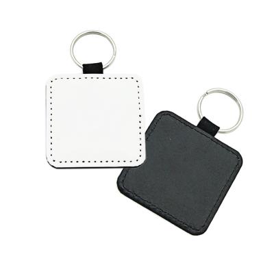 China Fashionable Printed DIY Sublimation Rectangle PU Single Side Printing Leather Key Chain for sale