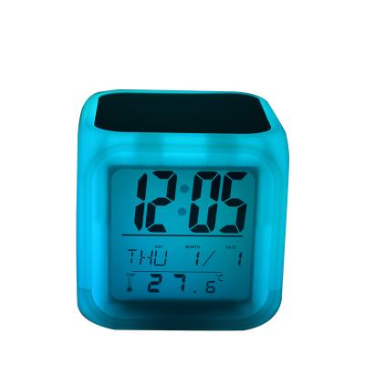 China Calendars Custom Synchronizes Manufacturer Direct Digital Sublimation Alarm Clocks With LED Digital Display Alarm Clock Desk for sale