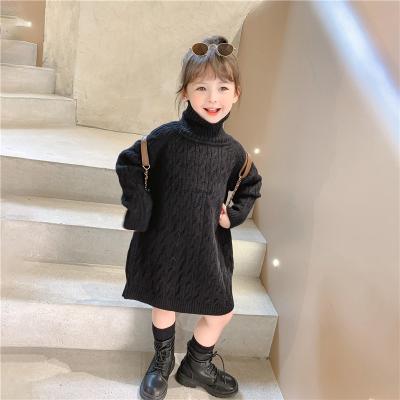 China 2021 Wholesale Viable Autumn Winter Kids Girls Turtleneck Baby Sweater Dress for sale