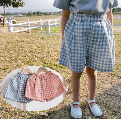 China 2021 Summer Plaid Cotton Baby Kids Breathable Wholesale Canvas Shorts for sale