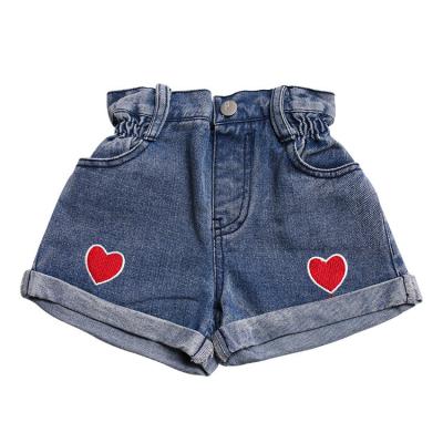 China 2021 viable high waist current hot popular denim kids denim shorts wholesale with heart for sale