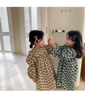 China Spring 2021 Sustainable Fashion Blow Sleeve Kids Girls Maxi Dresses for sale