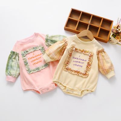 China 2021 Casual Wholesale Plaid Spring Sleeve Cotton Infant Baby Romper for sale