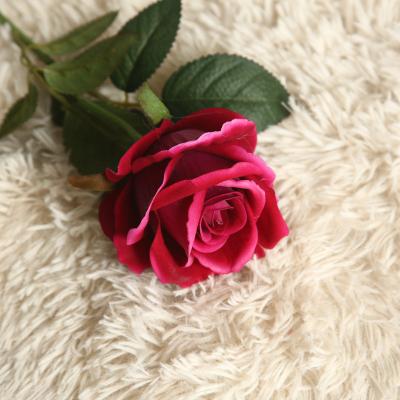 China Valentine Gift Valentine Gift Hot Sale Multiple Colors Natural Looking Simple Velvet Rose Flower Wedding Decor Artificial Flower for sale