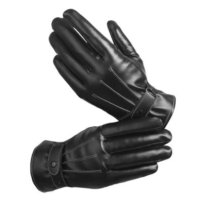 China A1910 Man Women Man PU Leather Non-slip Glove Waterproof Warm Winter Cycling Driving Mittens Motorcycle Touch Screen Leather Gloves for sale