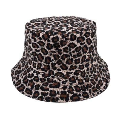 China Custom Dobby Leopard Print Wholesale Fisherman Bucket Hats Cotton Fishing Bucket Hat With Custom Logo for sale