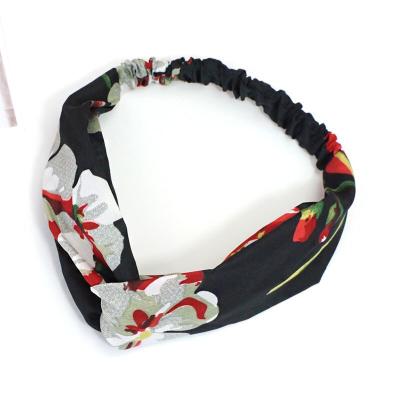 China D2240 Korea Decoration Hair Accessories Women Girl Bohemian Headband Flower Elastic Cross Headbands for sale