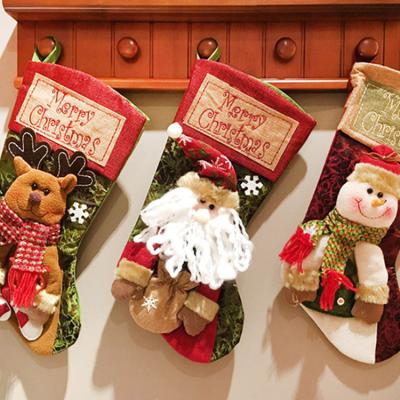 China A1332 Christmas Hanging Stocking Tube Bag Decor Socks Santa Claus Festival Supplies Pipe Xmas Present Classic Decoration Gift for sale