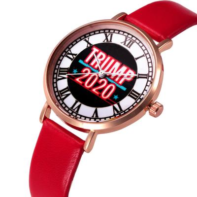 China AAA986 custom made trump waterproof 2020 usa vote american hot sale trump watch real leather strap watch quartz watches waterproof wristwatch for sale