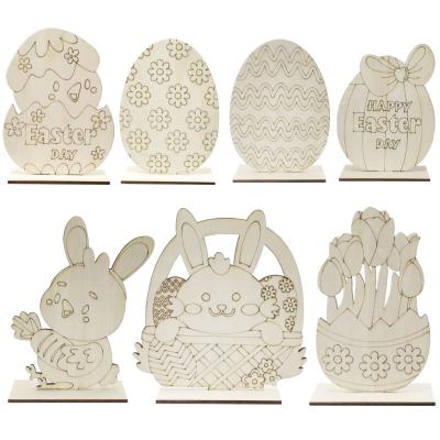 China China Easter Baby Rabbit Baby Printed Egg Chick Ornaments Kids Wooden Baby Crafts for sale