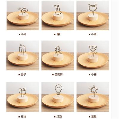 China Wooden Crafts Home Decoration Christmas Tree Business Card Holder For Office Home Decoration DIY Photo Iron Clip for sale