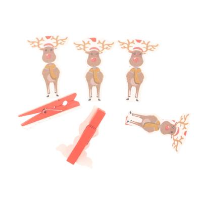 China China Hot Products For Selling Mini Santa Elk Wooden Clip Cartoon Clip Online Cute Message Clip for sale